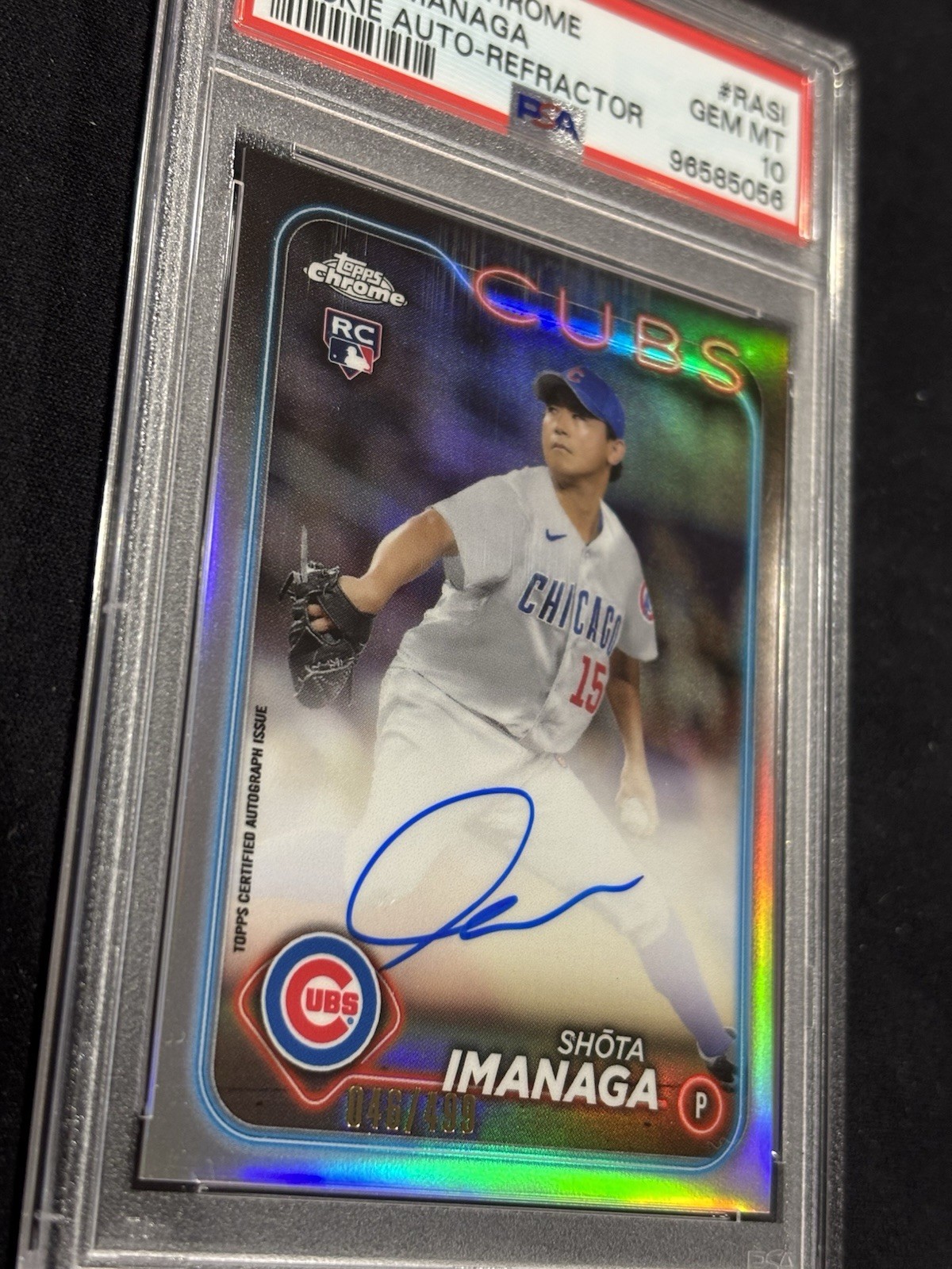 PSA 10 - 2024 Topps Chrome Shota Imanaga Rookie Auto RC Refractor #/499 Cubs view 3