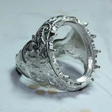 925 Sterling Silver Semi Mount Ring 15x19mm Oval Cut Setting