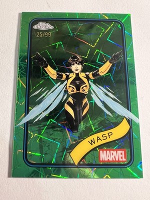 2025 Topps Chrome Marvel Wasp 113 Green Lazer Refractor /99