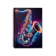 Spiral Notebook Ruled Line Music Saxophone Neon Style Design 2, Gift Everyday