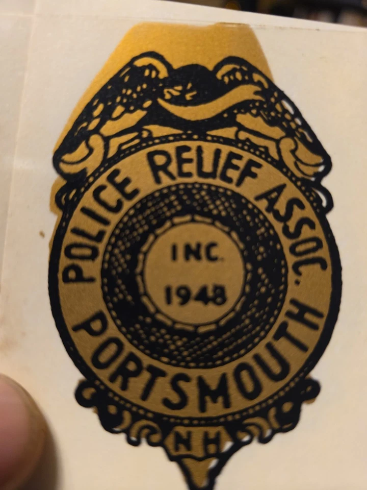Vintage Portsmouth N.H. Police Relief Assoc. Supporter Window Decal  - Image 2 of 4