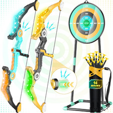 2 Pack Kids Bow and Arrow Set with Sound Effects & LED Flash Lights Achery Set,