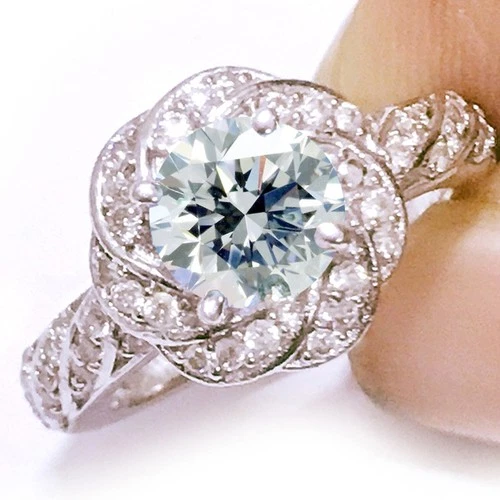 2.56 Ct Vvs1-Blue White Moissanite Diamond Silver Engagement RING Size 7