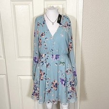 Lulus Dress Womens S Always Yours Mini Chiffon Floral Long Sleeve Skater
