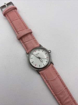 Talbots Watch Women 30mm Silver Tone Pink Leather New Battery