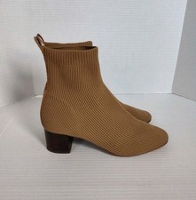Everlane The Glove Boot In Toffee Brown Size 11 Ribbed Knit Sock Slip On Boots