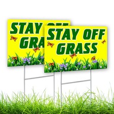 2 PC Stay off Grass Signs for Yard, 8X12 DS Coroplast Keep off Grass Sign, Curb