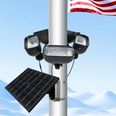 Solar Flag Pole Light for 15-40ft flagpole 5 Spotlights 12000 MHA，Adjustable ...