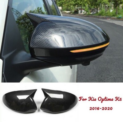Side Ox Horn Rearview Mirror Cover Trim FOR 2016-2020 Kia Optima K5 Carbon Fiber
