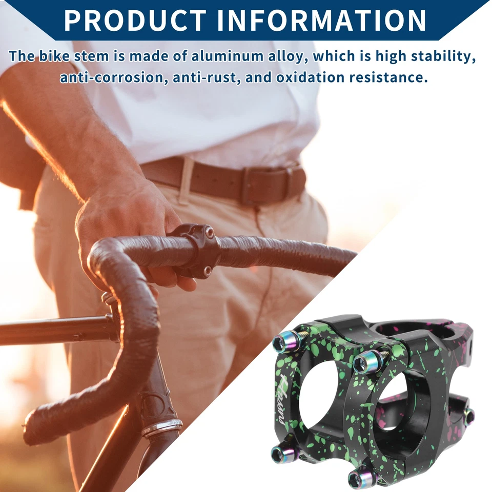 Vástago de bicicleta manillar corto vástago ajustable para bicicleta 35 mm longitud del vástago verde rosa Foto 3 de 4