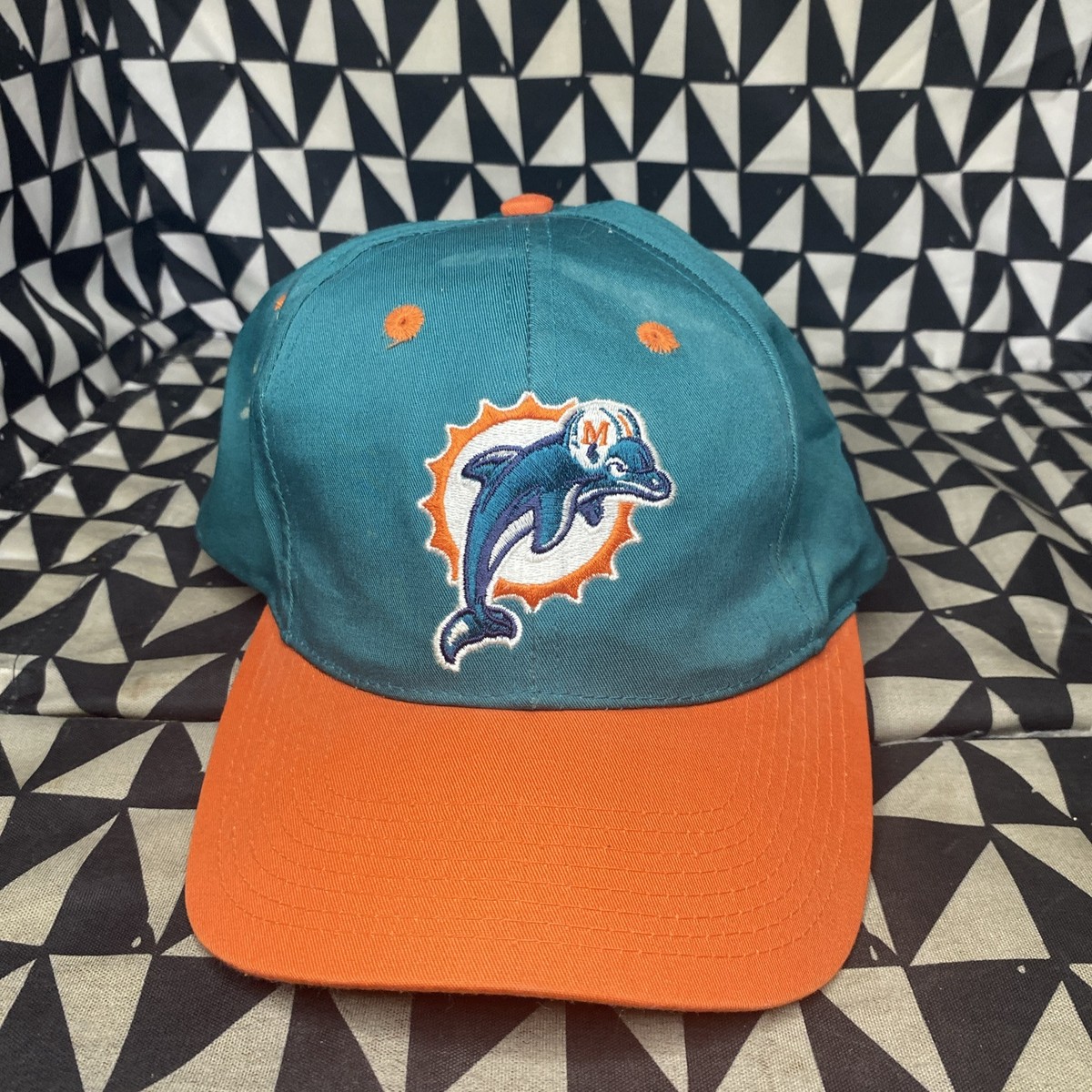 VINTAGE Miami Dolphins Hat Cap Snap Back Green Orange NFL Football