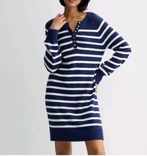 Sonoma Goods For Life Henley Sweater Dress In Navy White Stripe Size Small