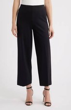 Anne Klein High Waist Pull-On Wide Leg Pants Size L Black NWT 89