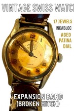 Orologio da polso svizzero vintage Westbury Fludo Incabloc 17 Jewels tono oro funzionante