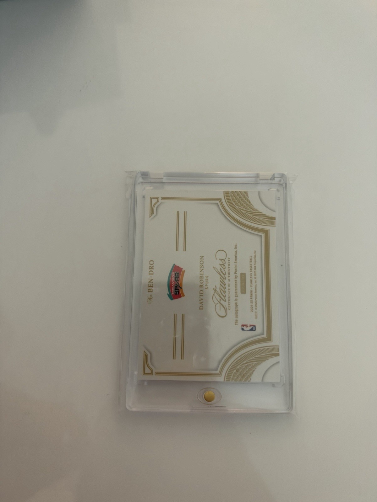 Panini Flawless Benchmarked Auto David Robinson Spurs #BEN-DRO 13/25 view 2