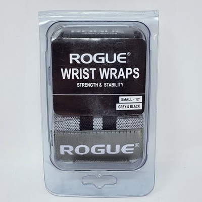 Rogue Fitness Wrist Wraps Grey & Black Small 12'' Long & 3'' Wide with Thumb Loop
