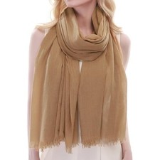 RIIQIICHY Scarf for Women Lightweight Solid Color Long Fashion Gauze Camel