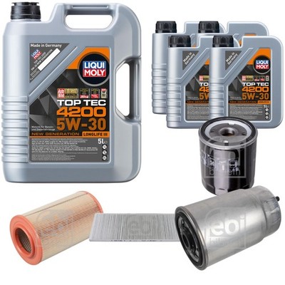FEBI BILSTEIN Inspektionspaket 9L Liqui Moly Top Tec 4200 5W-30 für Citroën