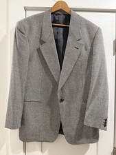 Vintage Houndstooth Blazer Black White Wool Silk Blend Jacket Sports Coat