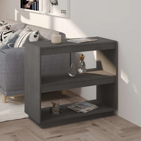 BüCherregal Massivholz Kiefer Grau 80X35X71 Cm Standregal-image