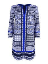 Vince Camuto Women's Printed Keyhole Shift Dress (2, Blue)