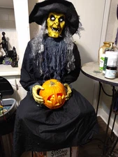 Halloween Animatronic Haunted Harriet Witch Pop Up Scary Prop w/Pumpkin