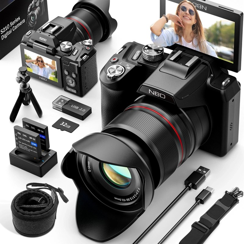 5K Digital Cameras 64MP 16X 3'' Autofocus Video Camera w/ 32GB TF for Beginner