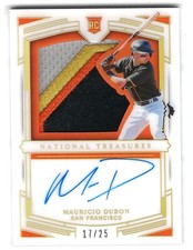 2020 National Treasures Silhouette 2021 Panini Mauricio Dubon  #d /25 AU,MEM,RC