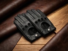 Men  s Deerskin Driving Gloves   Black, Premium Leather