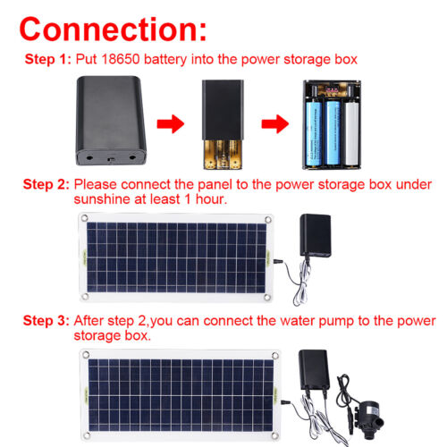800L/H Solarpanel Powered Wasserpumpe Fisch Aquarium Garten Pool Teichbrunnen - Bild 7 von 9