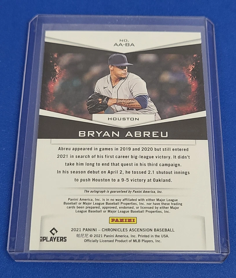 2021 Panini Chronicles Ascension Auto #AA-BA - Bryan Abreu (Houston Astros) - S - Image 4 of 4