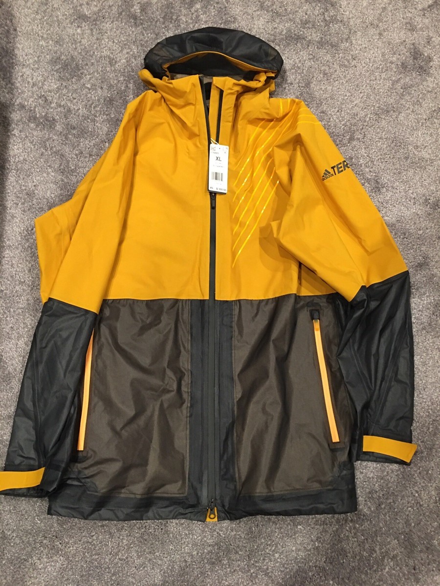 Adidas 3L Zupahike Terrex Rain Jacket FT6885 Gold Black Mens Size