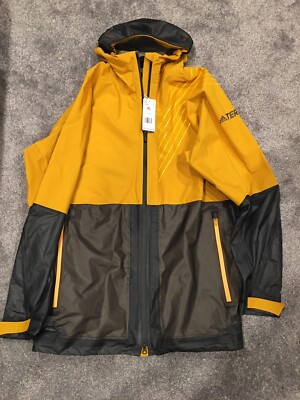 Adidas 3L Zupahike Terrex Rain Jacket FT6885 Gold Black Mens Size