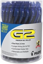 36/pack Pilot G2 Retractable Gel Pens 0.7mm FINE Point BLUE