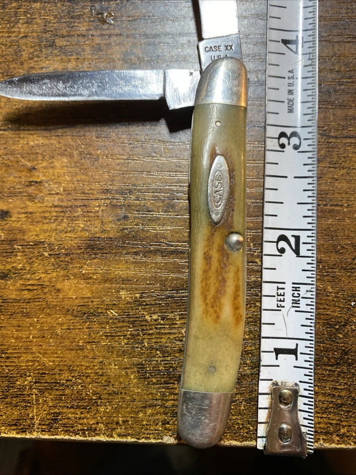 1965-69 CASE XX США (#52087) 2 ЛЕЗВИЯ/ПОДЛИННЫЙ ОЛЕНЬ «ДЖЕК» КАРМАННЫЙ НОЖ - Изображение 2 из 4