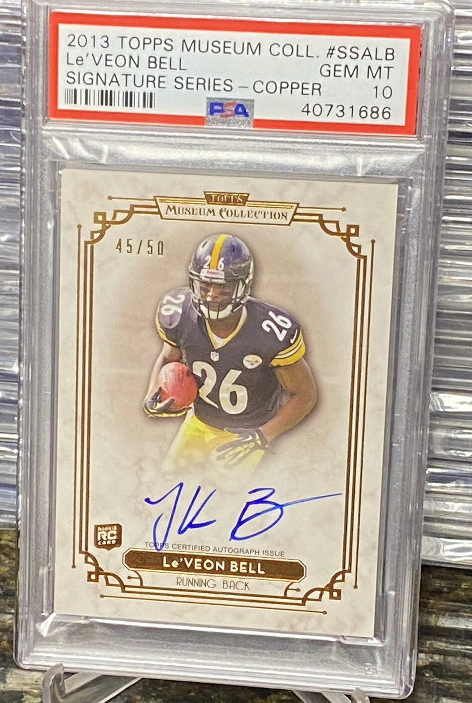Le'Veon Bell Topps Museum Collection Signature Series #SSALB Copper