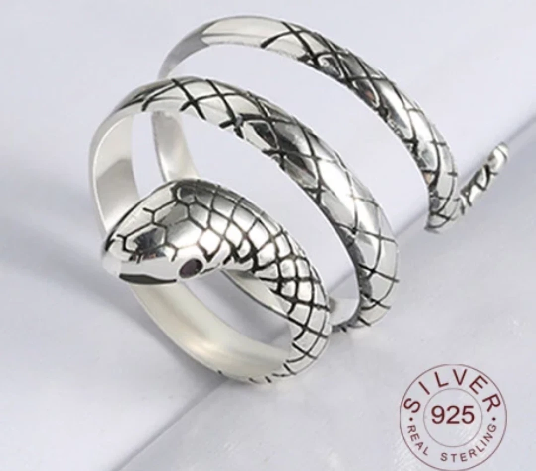 1pcs Anello serpente vintage Anelli per pollice in argento
