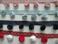 40mm upholstery  Pom Pom / Ball Fringe Trim / Edging Braid    per metre