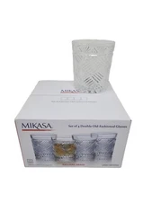 Mikasa Set of 4 Fine Crystal Double Old Fashion  Glasses New