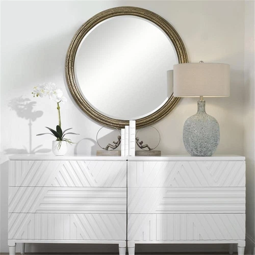 Uttermost Spera Contemporary Iron and MDF Wood Decorative Mirror in Gold - Picture 3 of 5