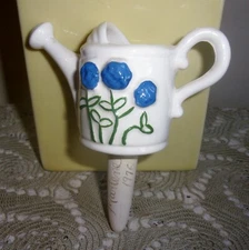 1970's Signed Floral Watering Can Figural Plant Watering Spike