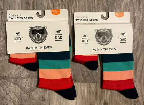 2 Pair of Thieves Dad and Kid Twinsies Striped Socks Size Small - Kids 18mo-3y - Picture 1 of 5