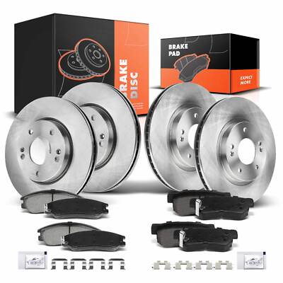 Front & Rear Side Brake Rotor & Ceramic Brake Pad for Hyundai Santa Fe 2001-2006