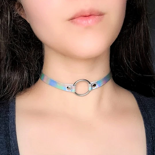 Pastel Goth Heart Choker Collar Chain Dark Alternative