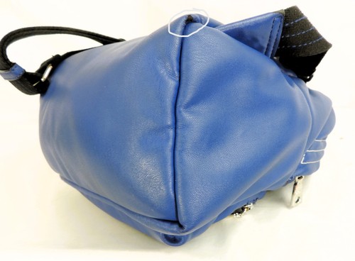 DKNY Soft Vegan Leather Backpack Quinn Royal Blue Silver Hardware Black Straps - Picture 18 of 21