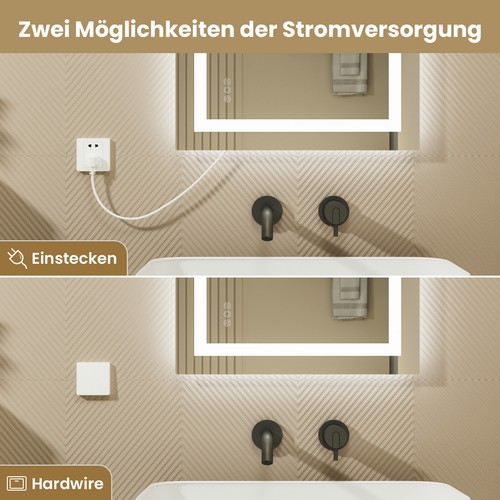 Specchio bagno con illuminazione LED specchio da parete con touch senza appannamento specchio luminoso - Foto 30 di 37