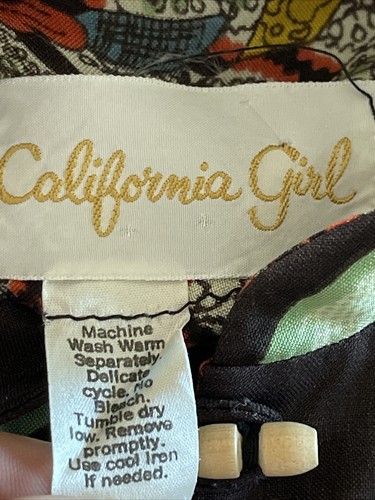 Vintage womens Kimono Blouse Wooden Buttons Asian Top California Girl Geisha - Picture 8 of 11