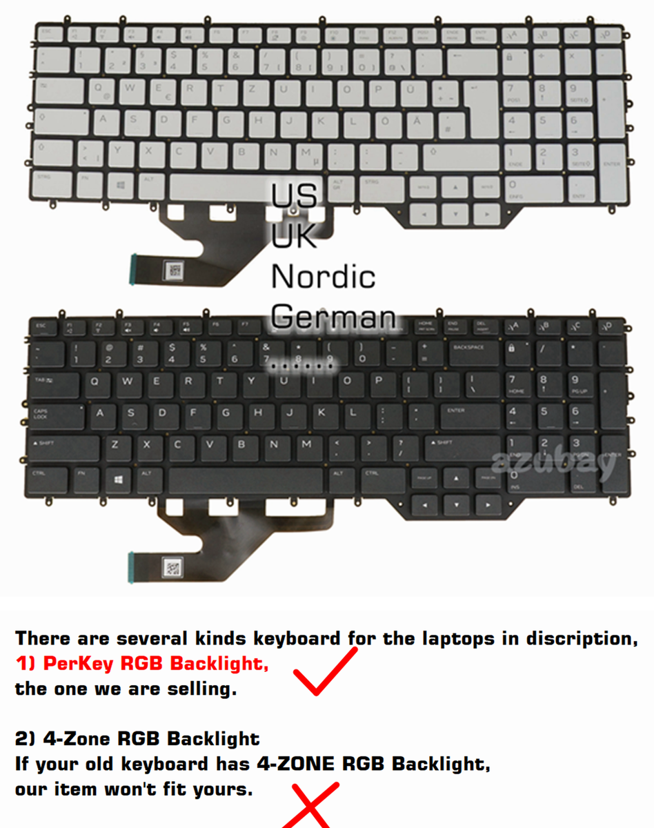 Laptop Keyboard for DELL Alienware M17 R2, M17 R3, Per-Key RGB Laptop Keyboard for DELL Alienware M17 R2, M17 R3, Per-Key RGB