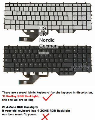 Laptop Keyboard for DELL Alienware M17 R2, M17 R3, Per-Key RGB Backlit
