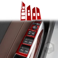 7x For Acura TLX 15-20 Red Carbon Fiber Interior Window Lift Switch Panel Cover
